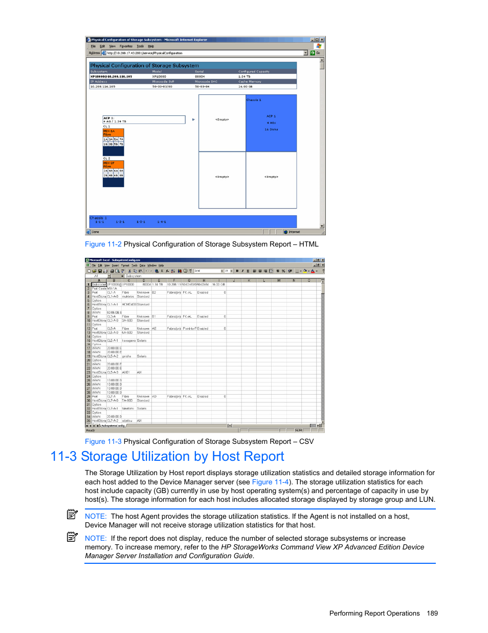 3 storage utilization by host report, Storage utilization by host report | HP XP Command View Advanced Edition Software User Manual | Page 189 / 201