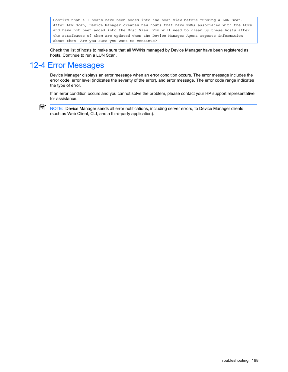 4 error messages, Error messages | HP XP Command View Advanced Edition Software User Manual | Page 198 / 201