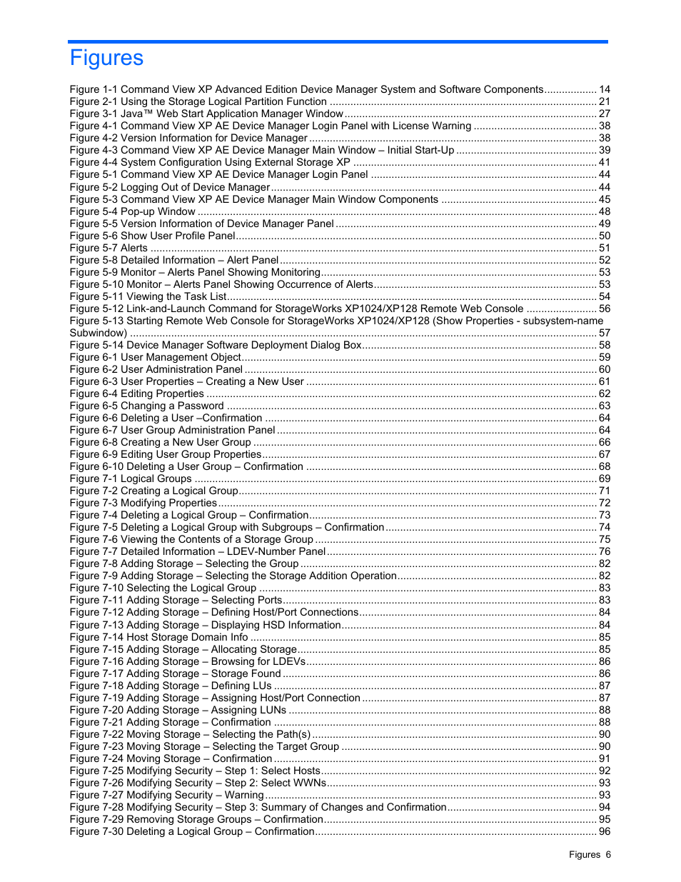 Figures | HP XP Command View Advanced Edition Software User Manual | Page 6 / 201