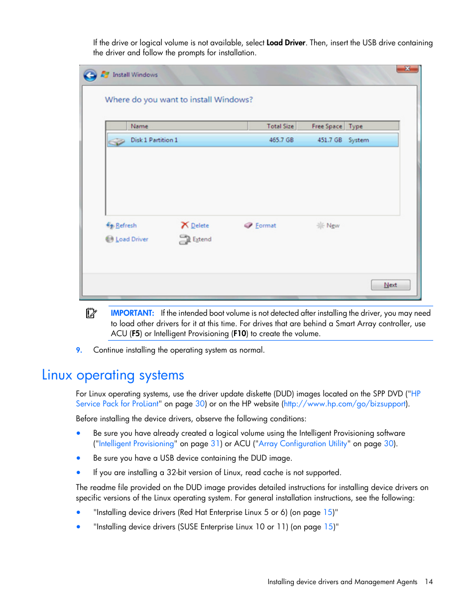 Linux operating systems | HP Dynamic Smart Array Controllers User Manual | Page 14 / 37
