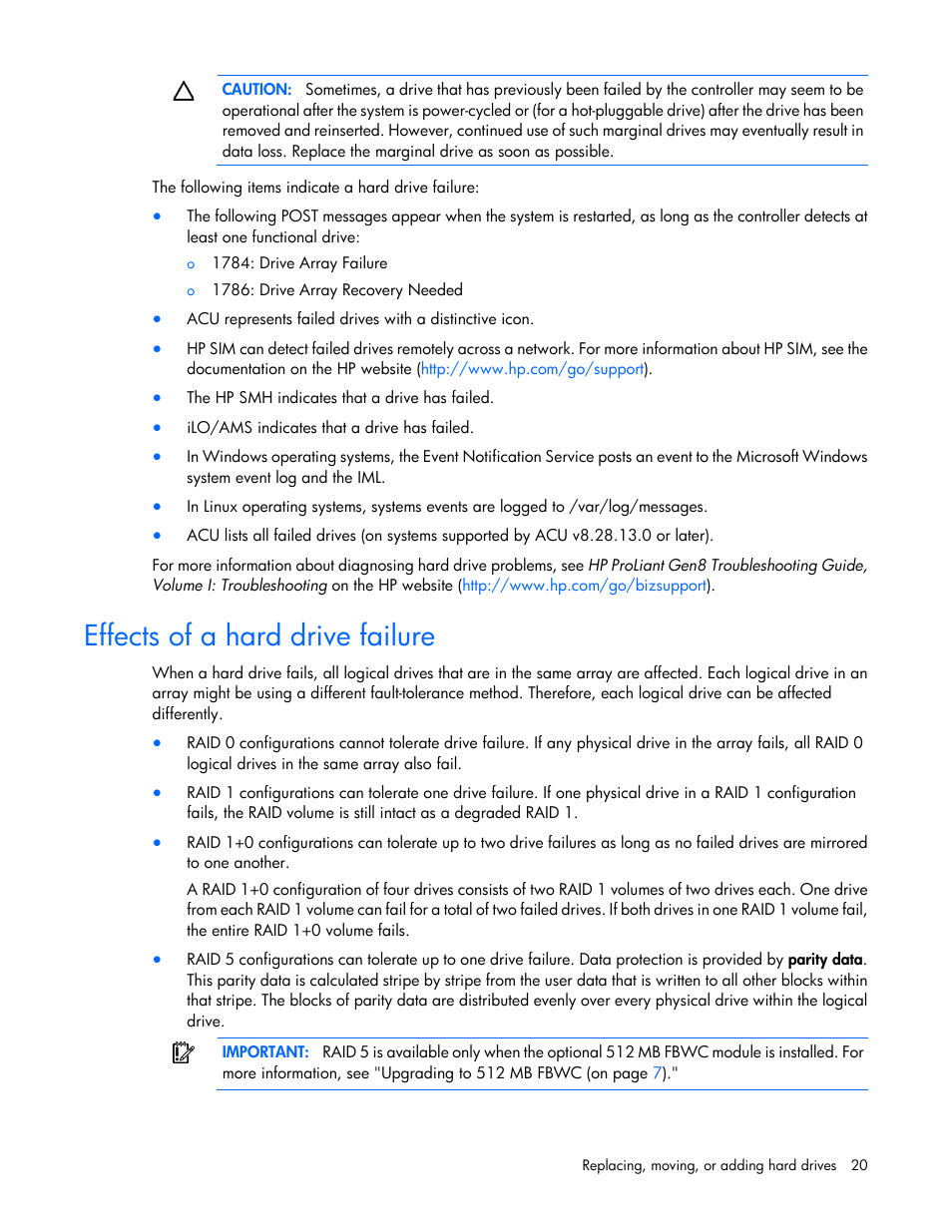 Effects of a hard drive failure | HP Dynamic Smart Array Controllers User Manual | Page 20 / 37