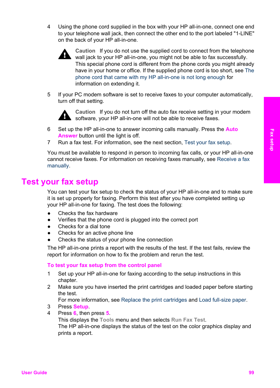 Test your fax setup | HP Officejet 7410 All-in-One Printer User Manual | Page 102 / 242
