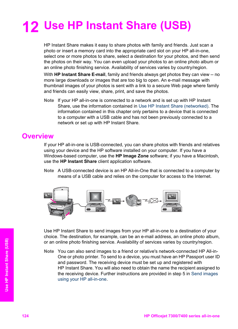 Use hp instant share (usb), Overview, 12 use hp instant share (usb) | HP Officejet 7410 All-in-One Printer User Manual | Page 127 / 242