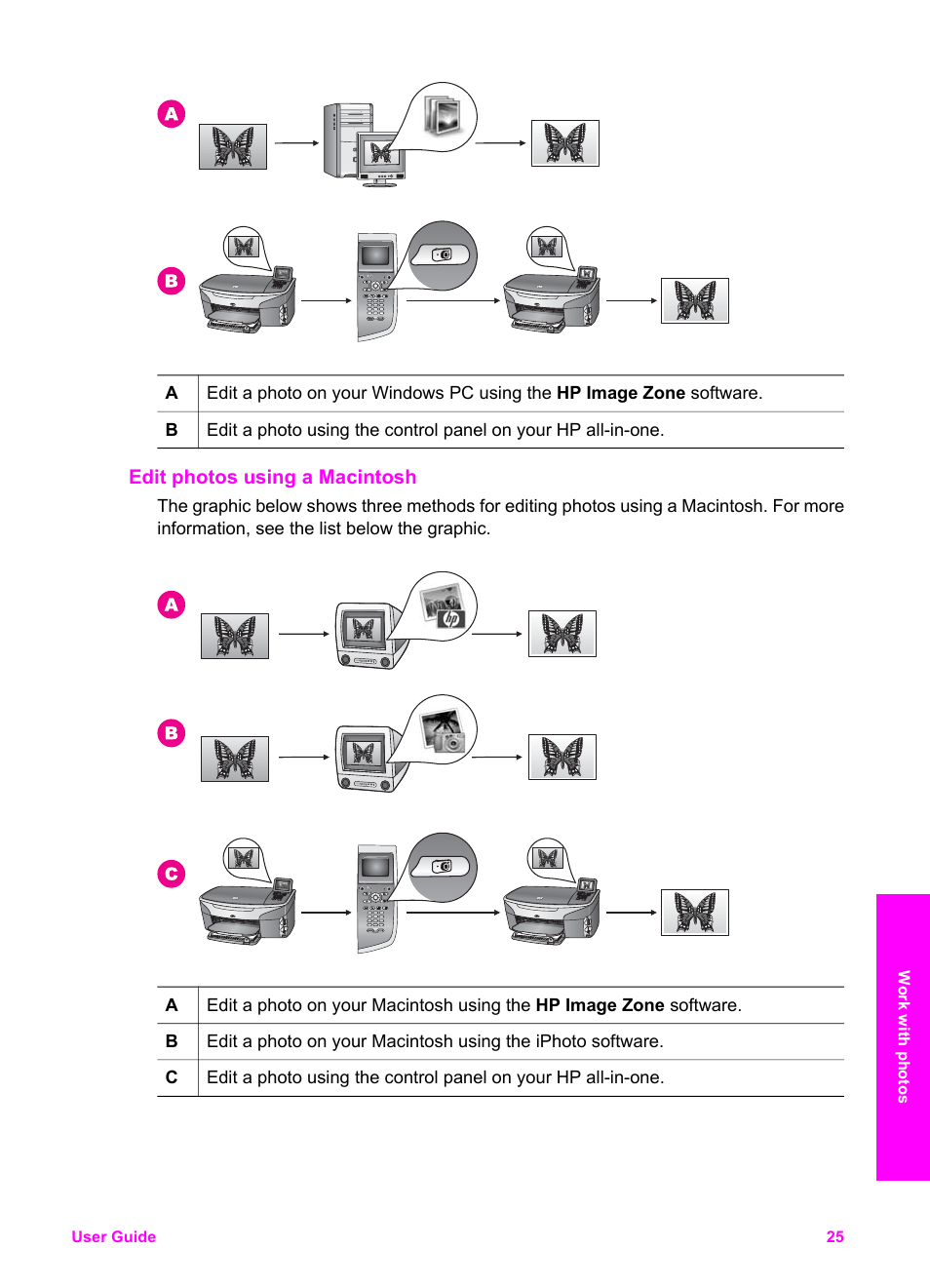 Edit photos using a macintosh | HP Officejet 7410 All-in-One Printer User Manual | Page 28 / 242