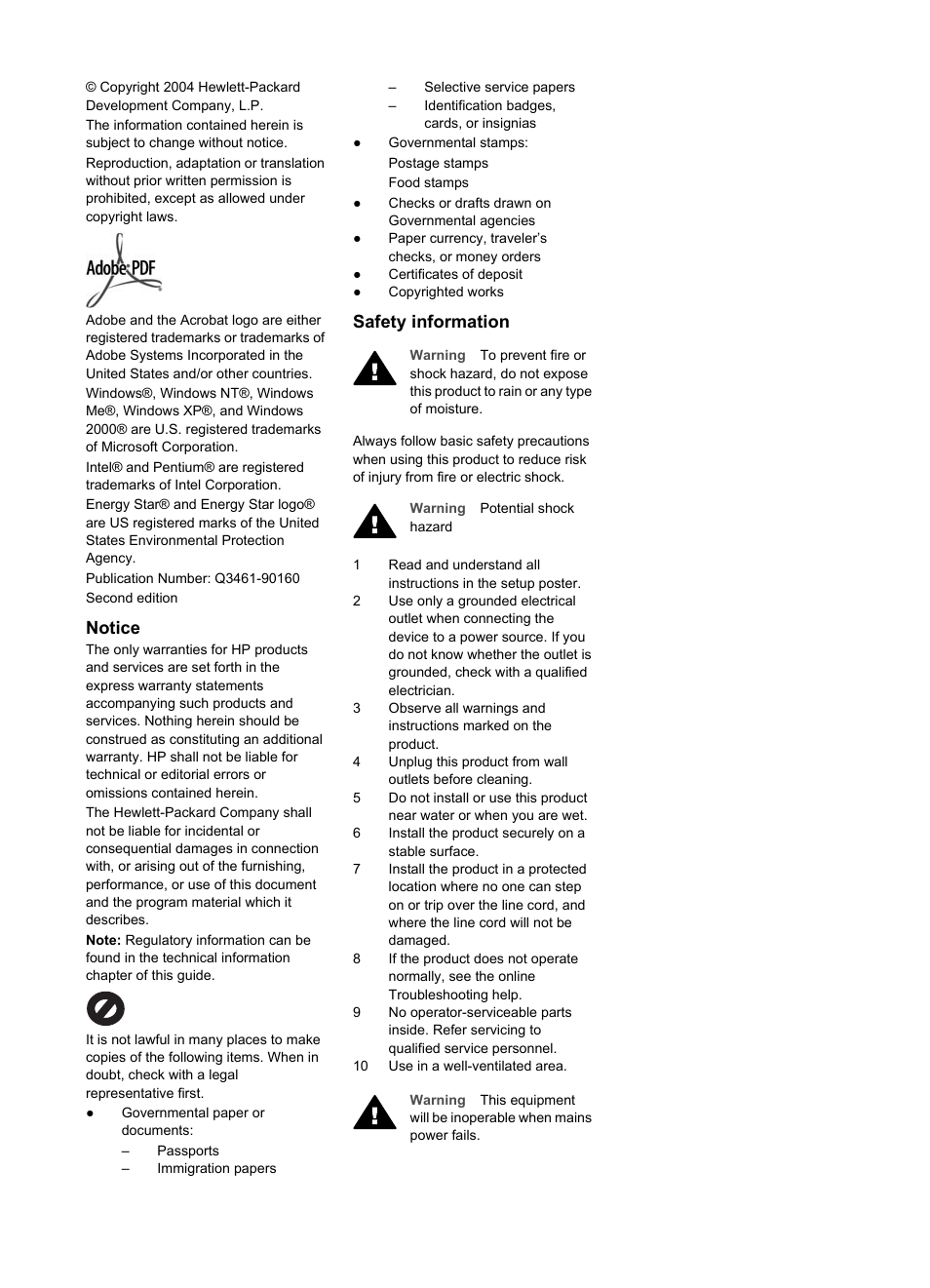 Notice, Safety information | HP Officejet 7410 All-in-One Printer User Manual | Page 3 / 242