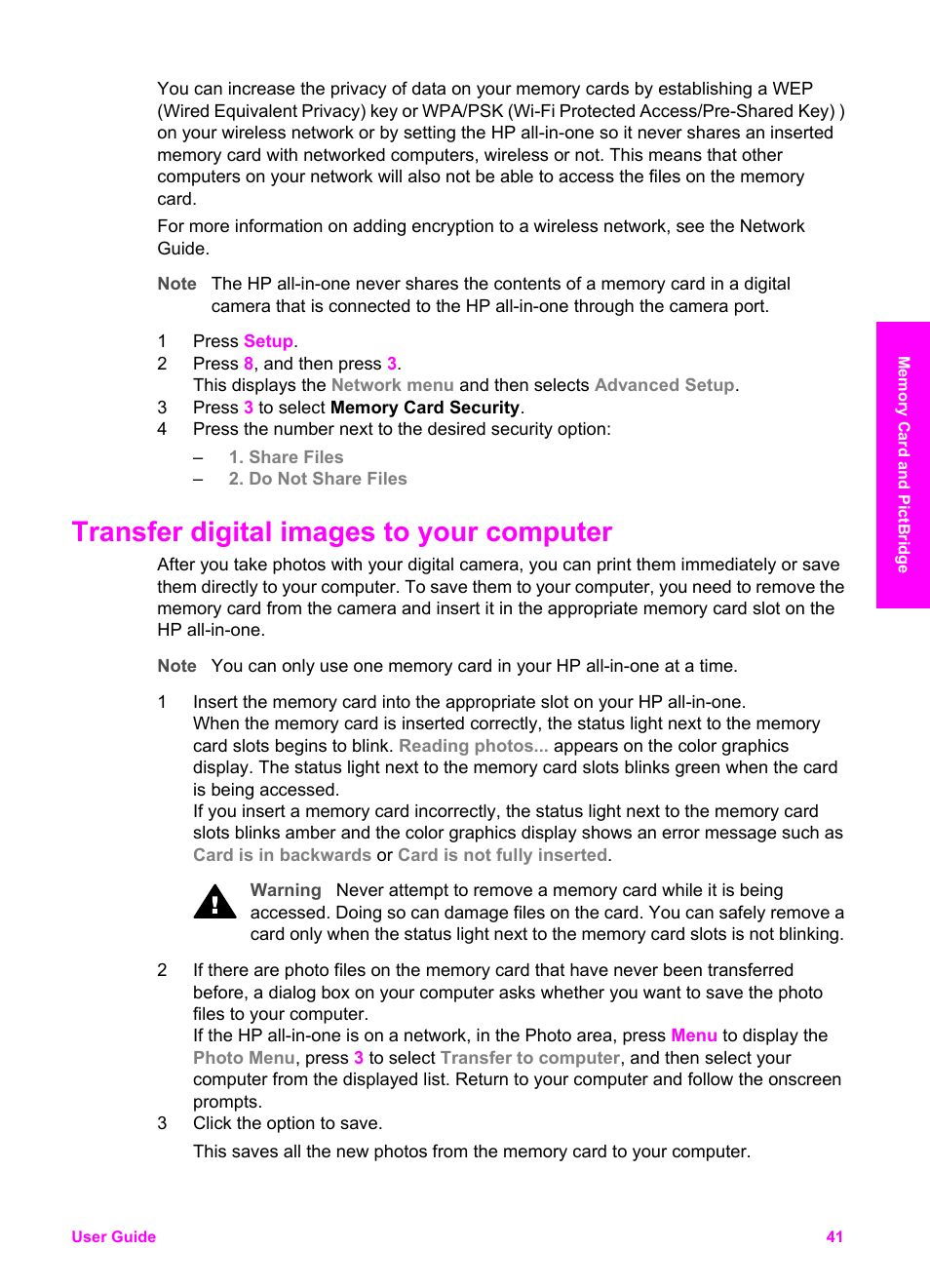 Transfer digital images to your computer | HP Officejet 7410 All-in-One Printer User Manual | Page 44 / 242