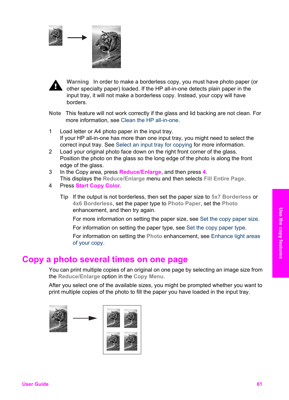 Copy a photo several times on one page | HP Officejet 7410 All-in-One Printer User Manual | Page 64 / 242