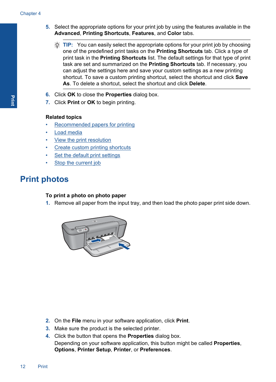 Print photos | HP Deskjet D5560 Printer User Manual | Page 14 / 68