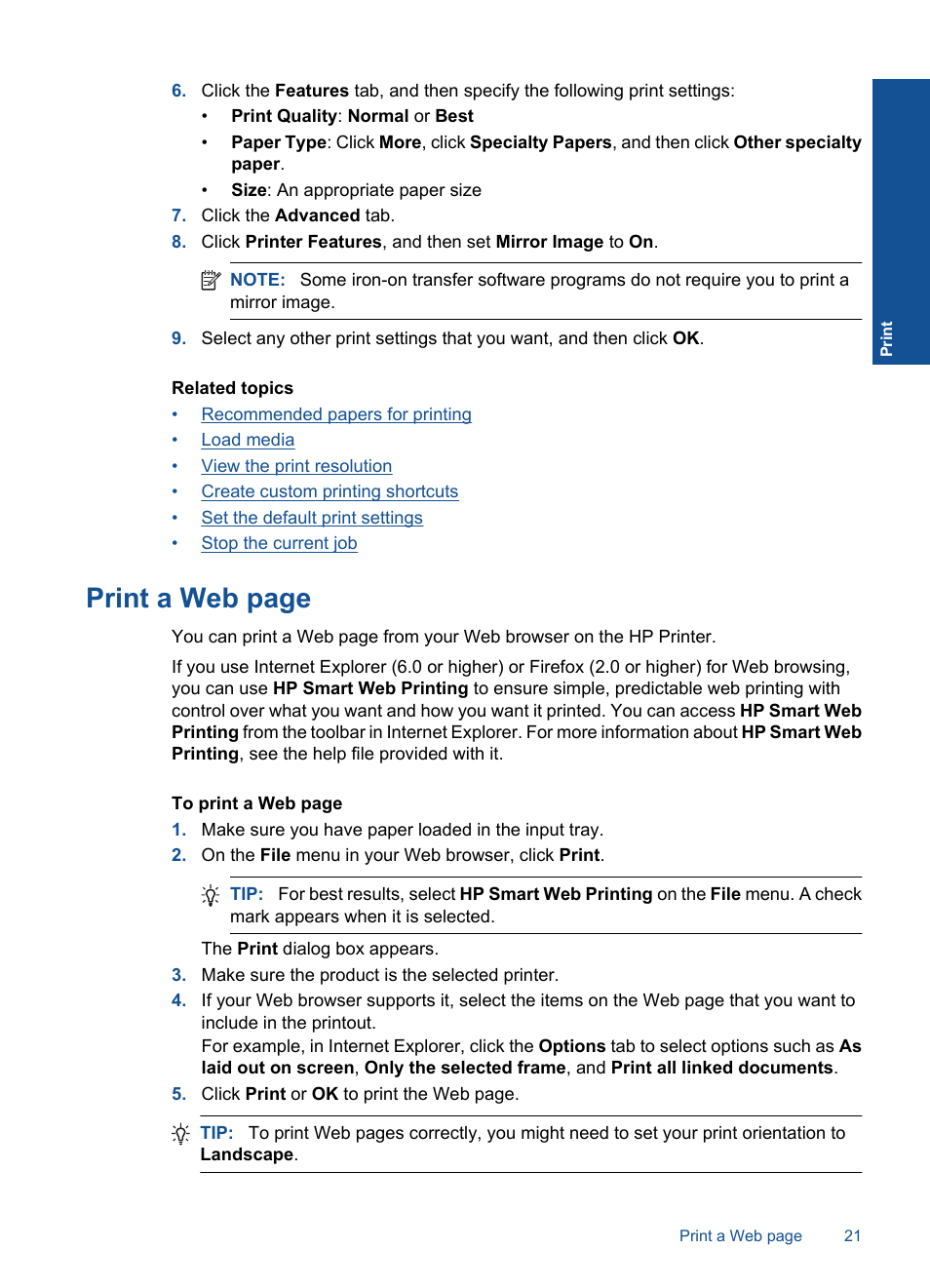 Print a web page | HP Deskjet D5560 Printer User Manual | Page 23 / 68