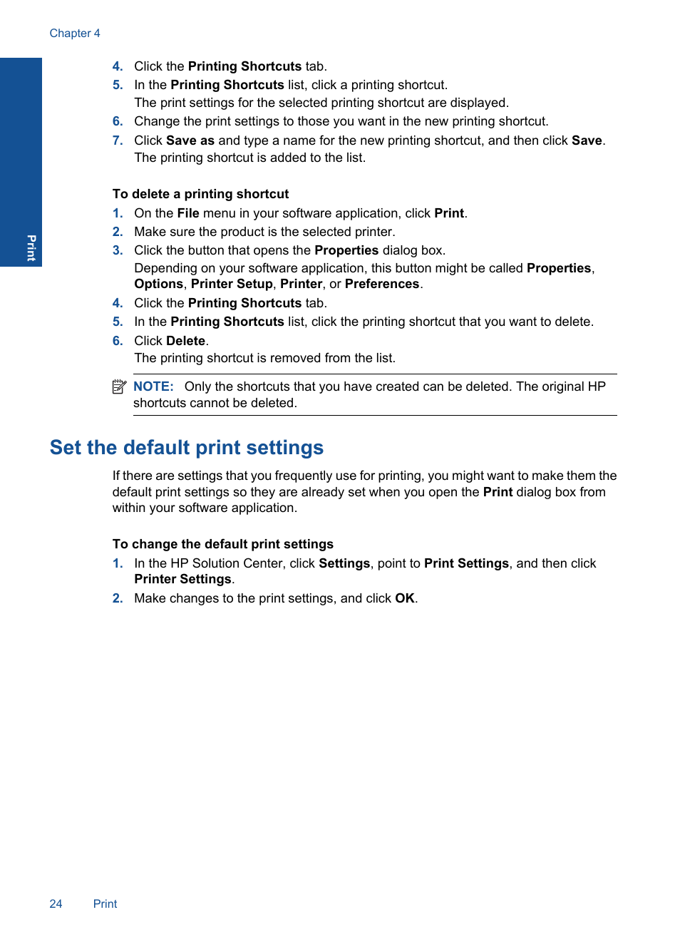 Set the default print settings | HP Deskjet D5560 Printer User Manual | Page 26 / 68