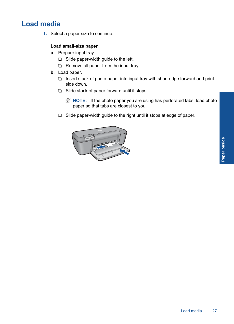 Load media | HP Deskjet D5560 Printer User Manual | Page 29 / 68