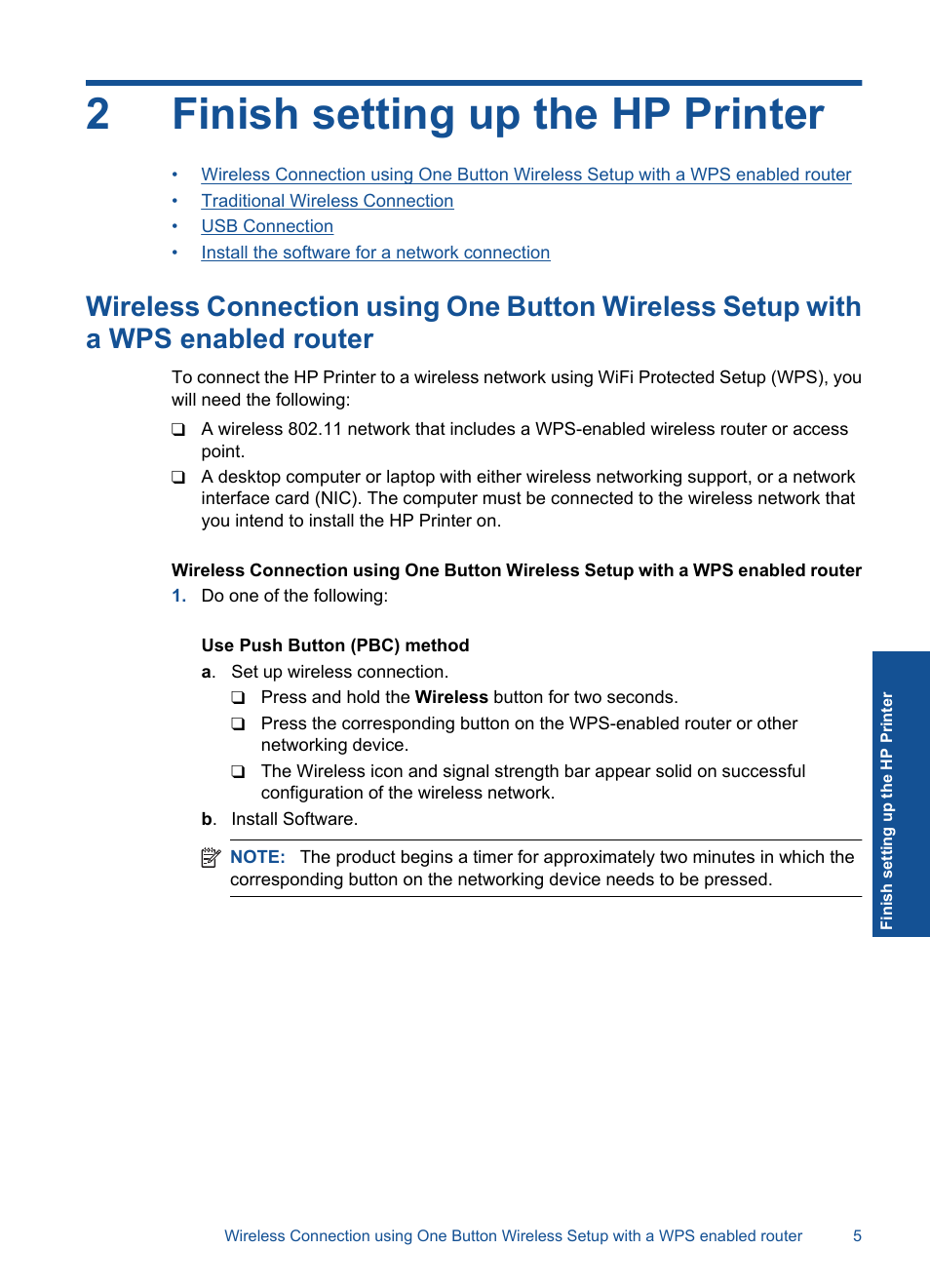 Finish setting up the hp printer, 2 finish setting up the hp printer, 2finish setting up the hp printer | HP Deskjet D5560 Printer User Manual | Page 7 / 68