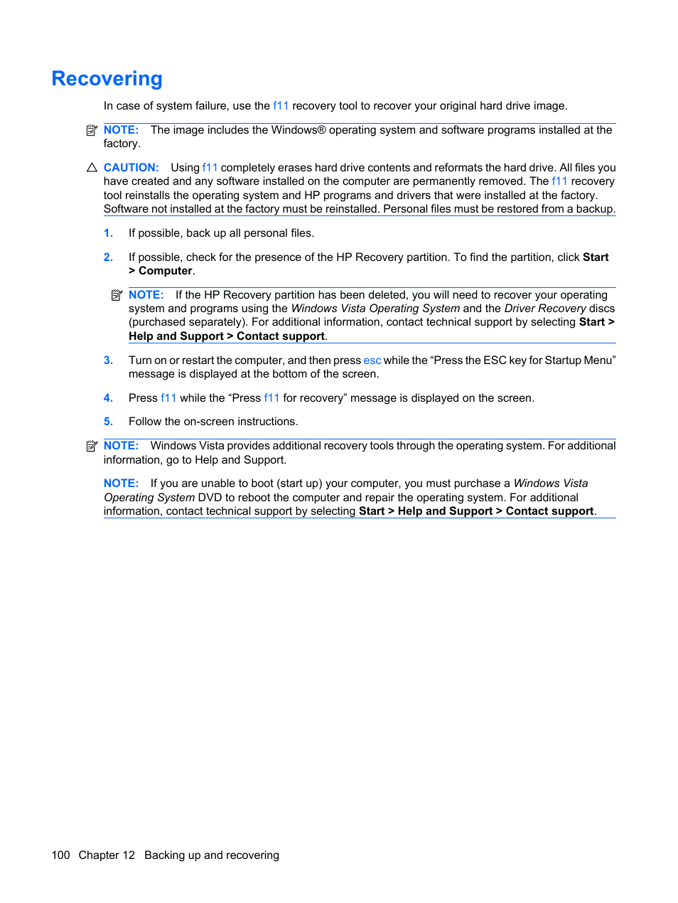 Recovering | HP Mini 5101 User Manual | Page 110 / 115