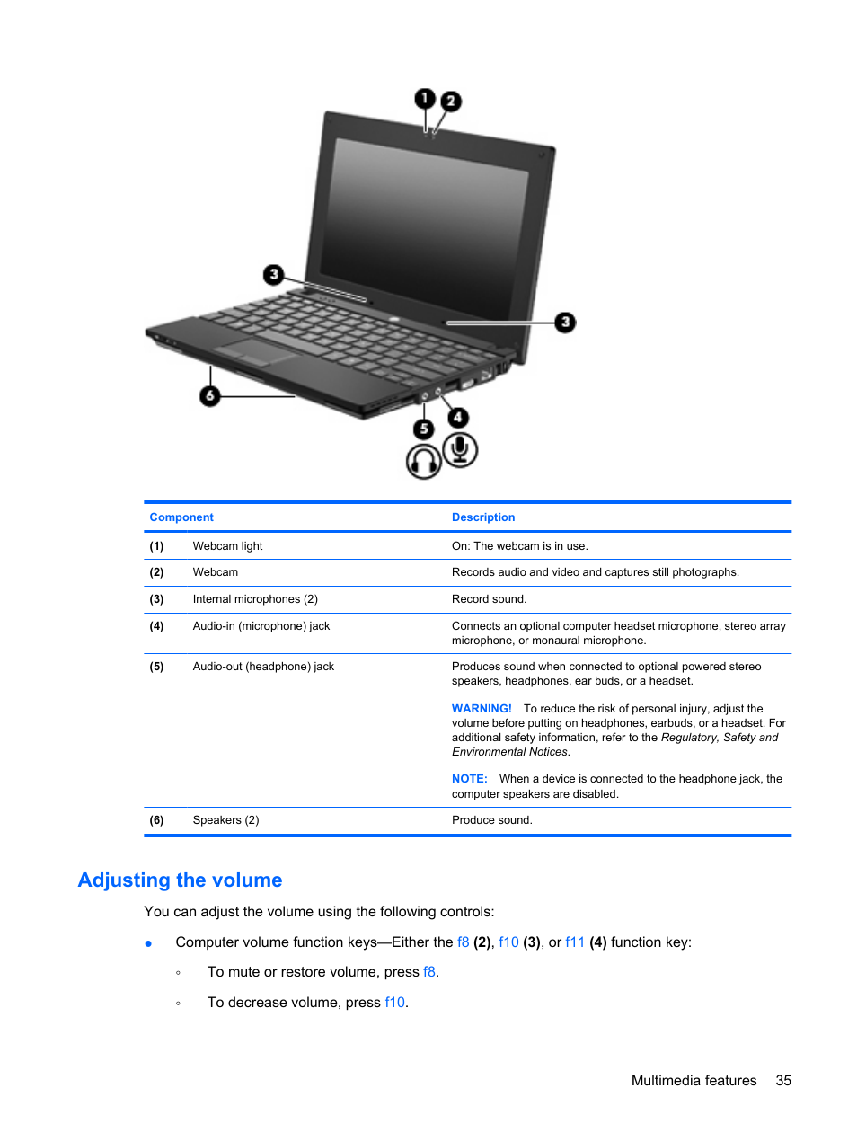 Adjusting the volume | HP Mini 5101 User Manual | Page 45 / 115