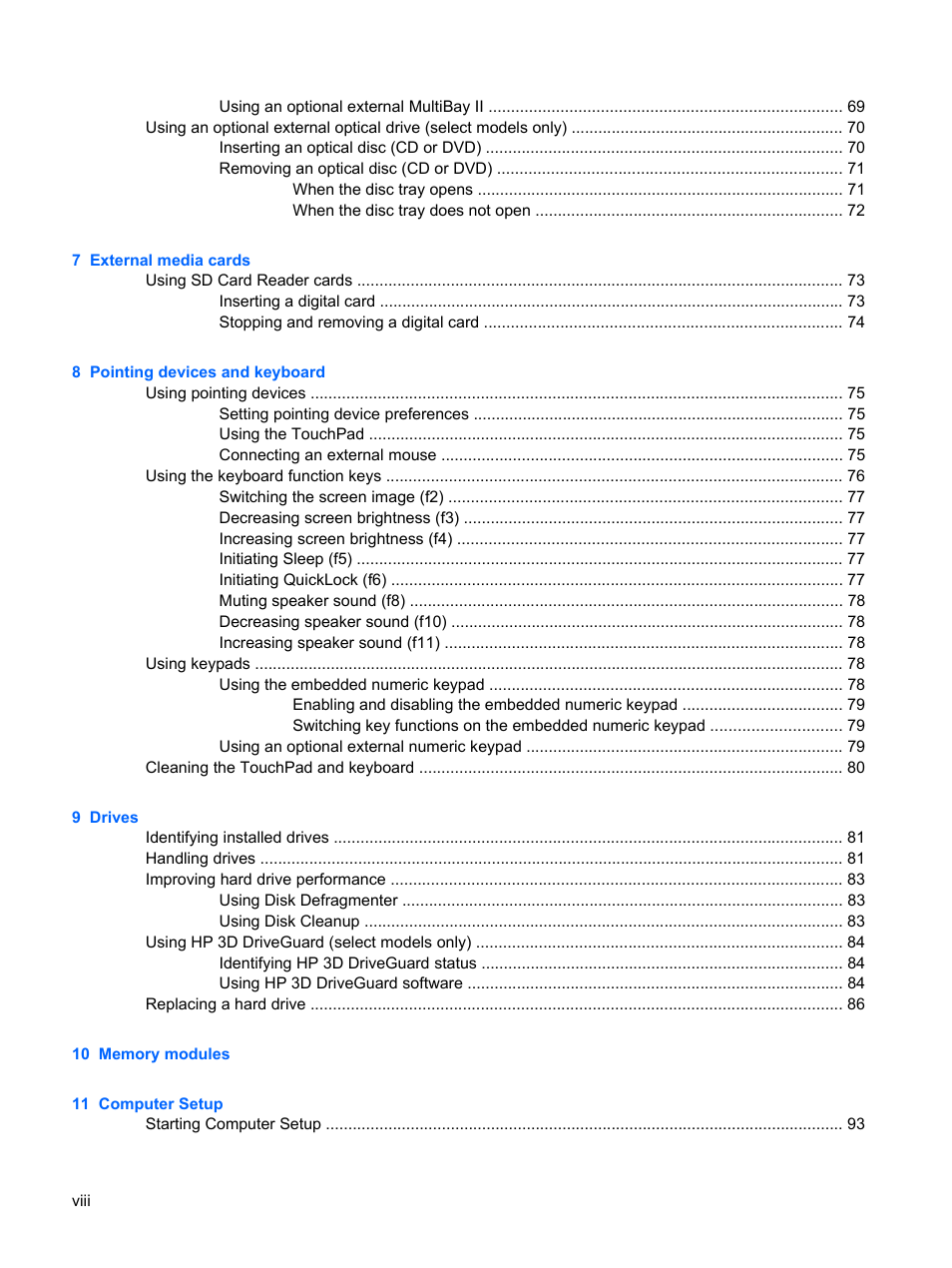 HP Mini 5101 User Manual | Page 8 / 115