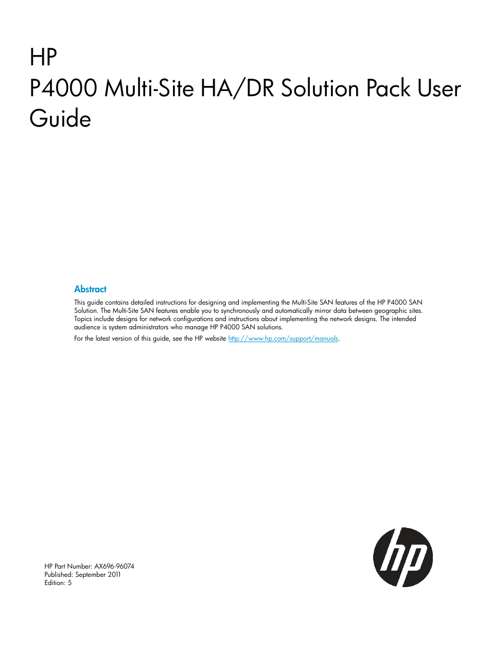 HP StoreVirtual 4000 Storage User Manual | 40 pages