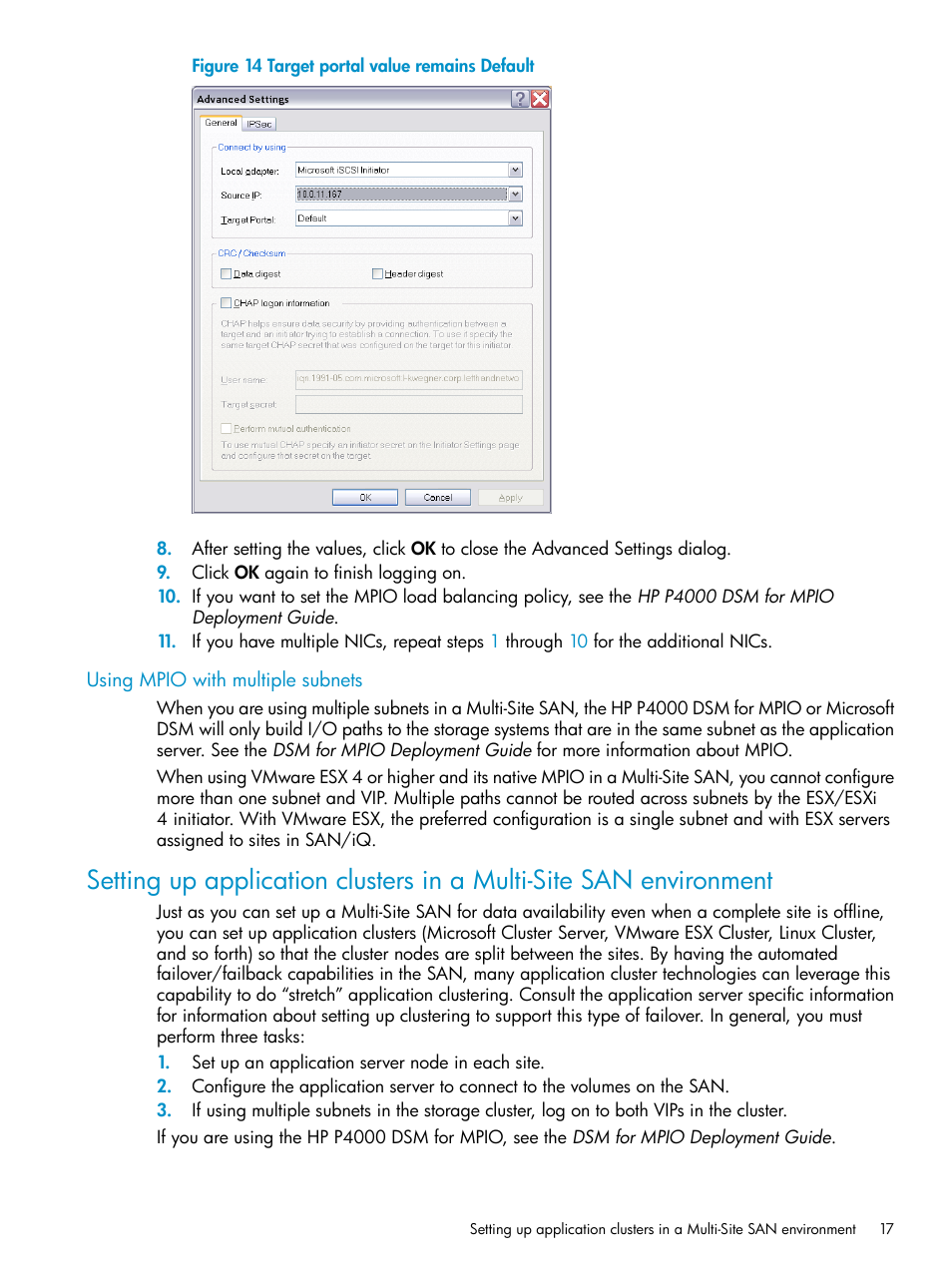 Using mpio with multiple subnets | HP StoreVirtual 4000 Storage User Manual | Page 17 / 40