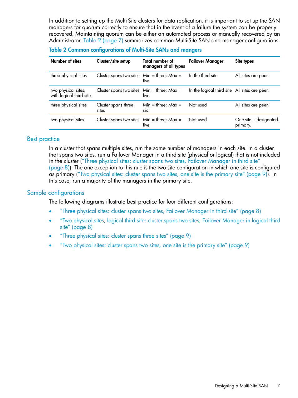 Best practice, Sample configurations | HP StoreVirtual 4000 Storage User Manual | Page 7 / 40