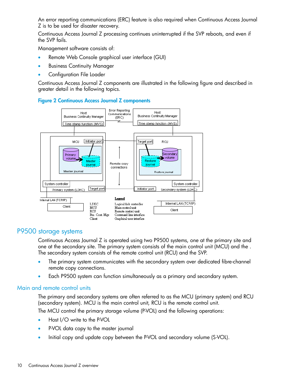 P9500 storage systems, Main and remote control units | HP XP P9500 Storage User Manual | Page 10 / 201