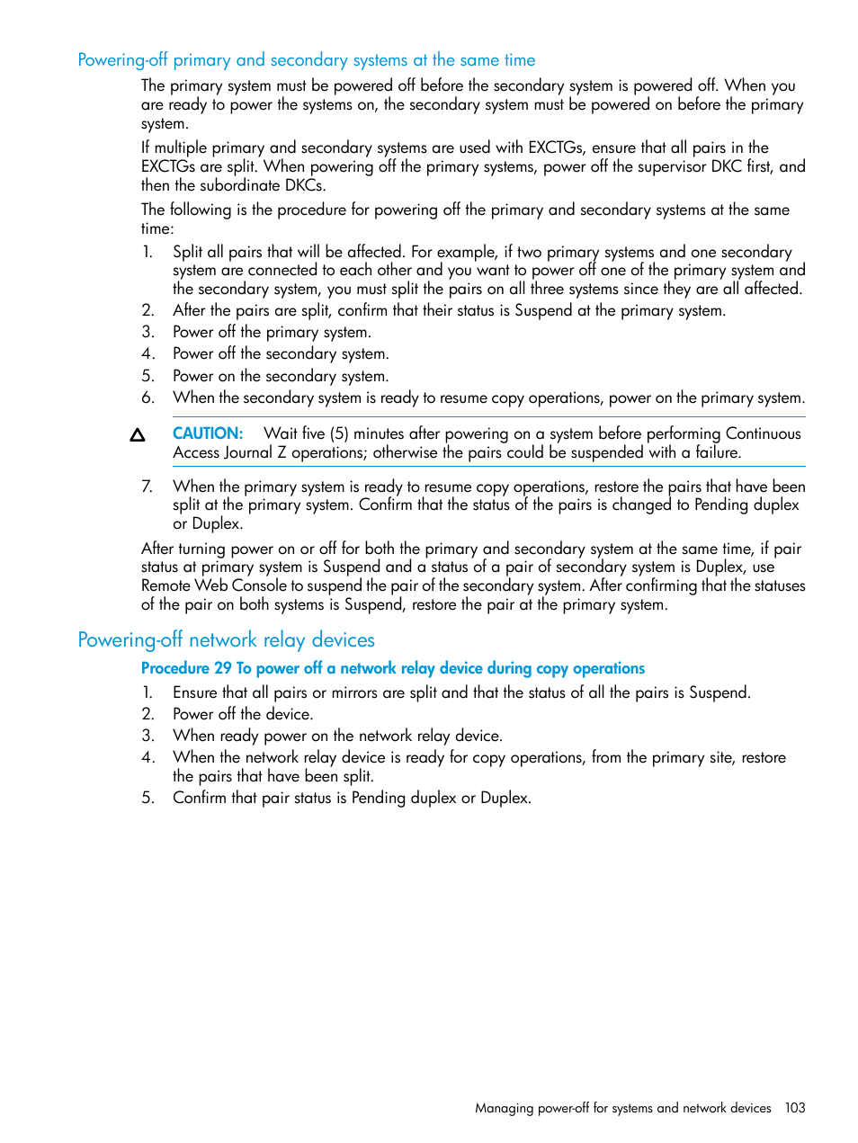 Powering-off network relay devices | HP XP P9500 Storage User Manual | Page 103 / 201