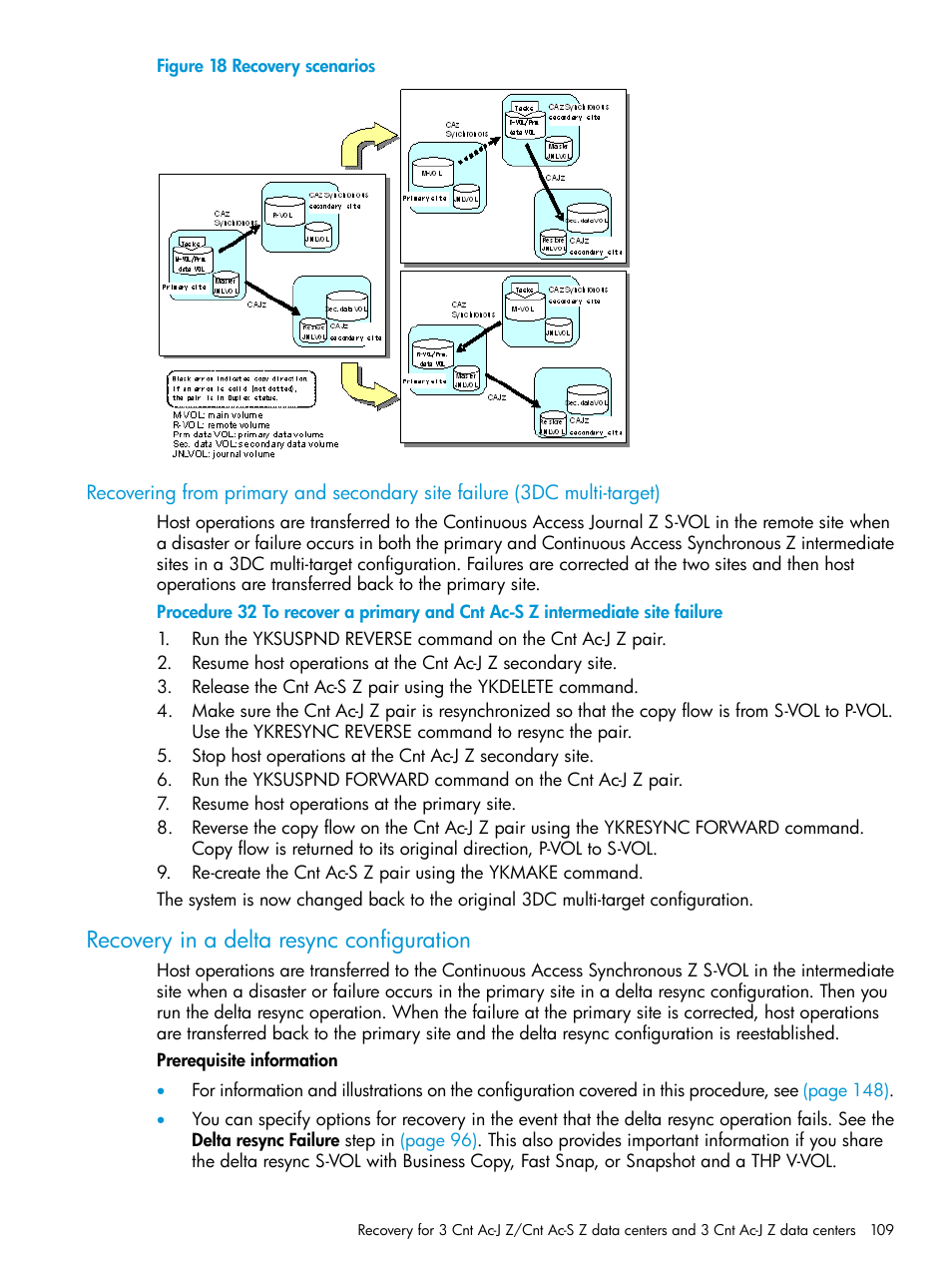 Recovery in a delta resync configuration | HP XP P9500 Storage User Manual | Page 109 / 201