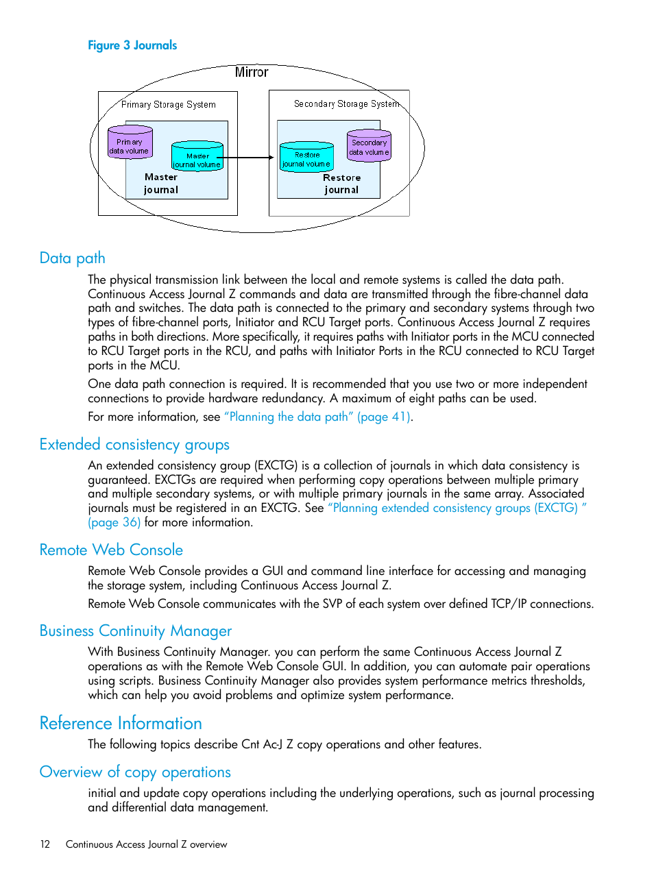 Data path, Extended consistency groups, Remote web console | Business continuity manager, Reference information, Overview of copy operations | HP XP P9500 Storage User Manual | Page 12 / 201