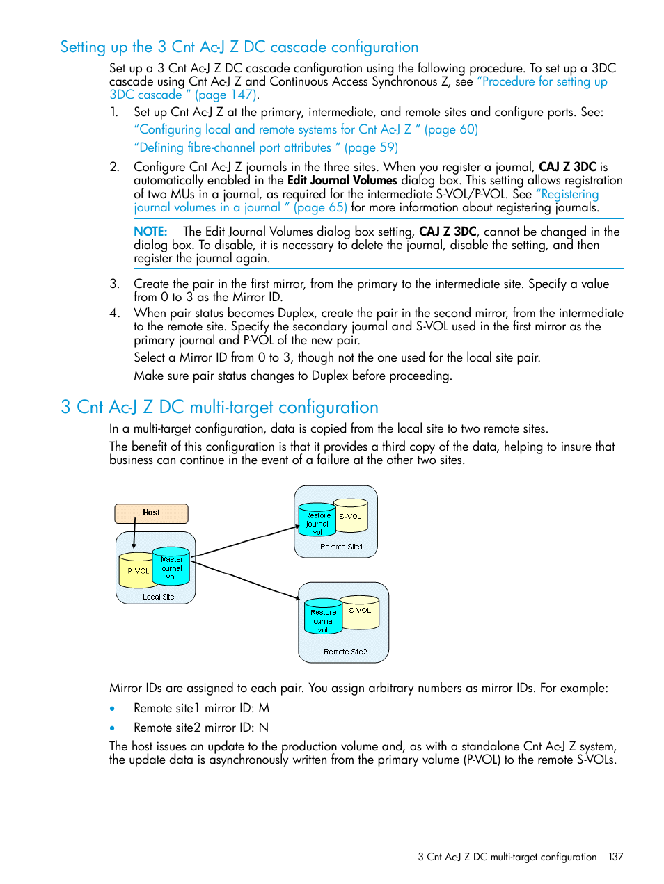 3 cnt ac-j z dc multi-target configuration | HP XP P9500 Storage User Manual | Page 137 / 201