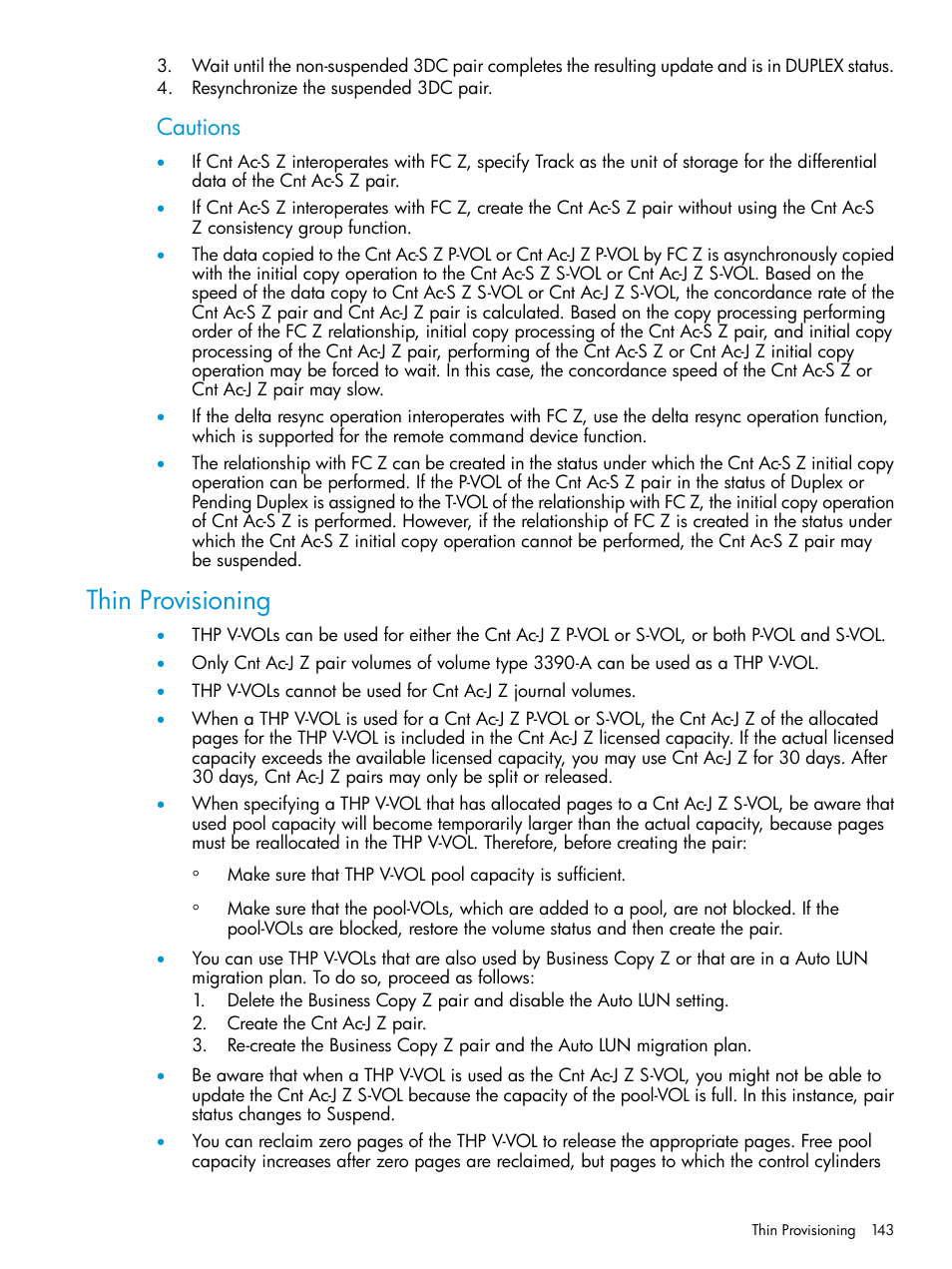 Thin provisioning, Cautions | HP XP P9500 Storage User Manual | Page 143 / 201