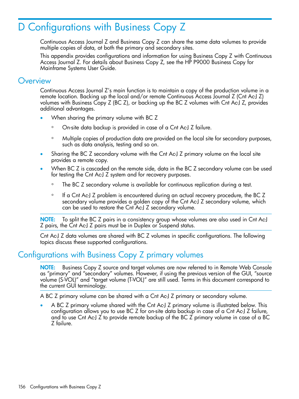 D configurations with business copy z, Overview | HP XP P9500 Storage User Manual | Page 156 / 201