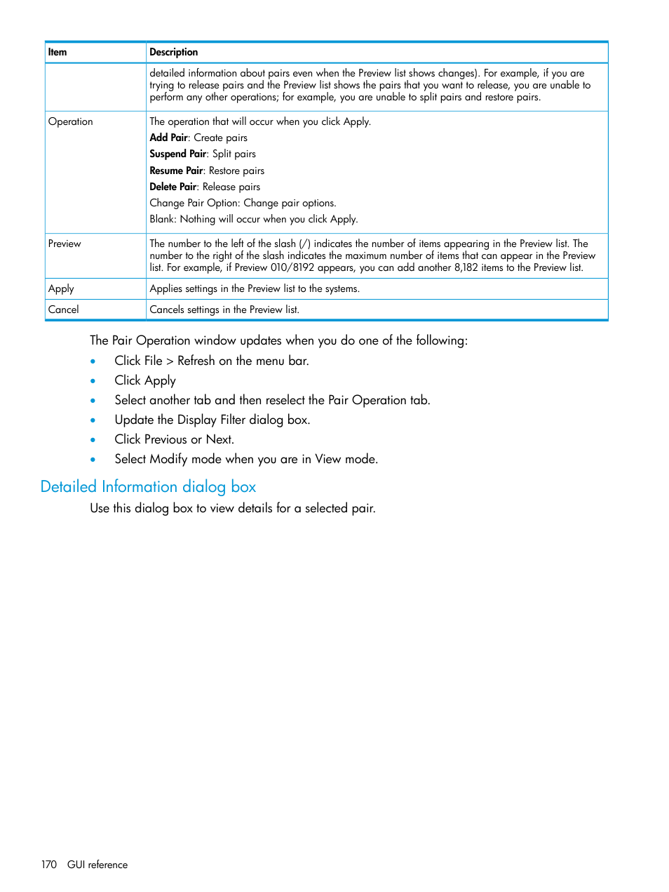 Detailed information dialog box | HP XP P9500 Storage User Manual | Page 170 / 201