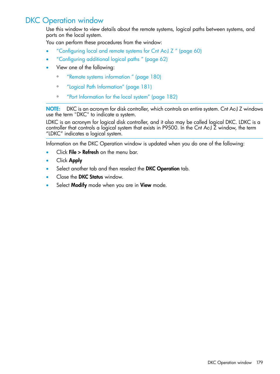 Dkc operation window | HP XP P9500 Storage User Manual | Page 179 / 201
