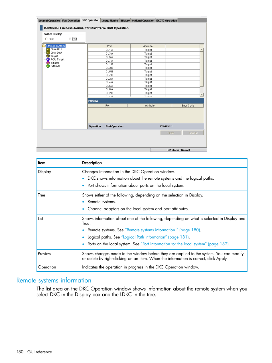 Remote systems information | HP XP P9500 Storage User Manual | Page 180 / 201