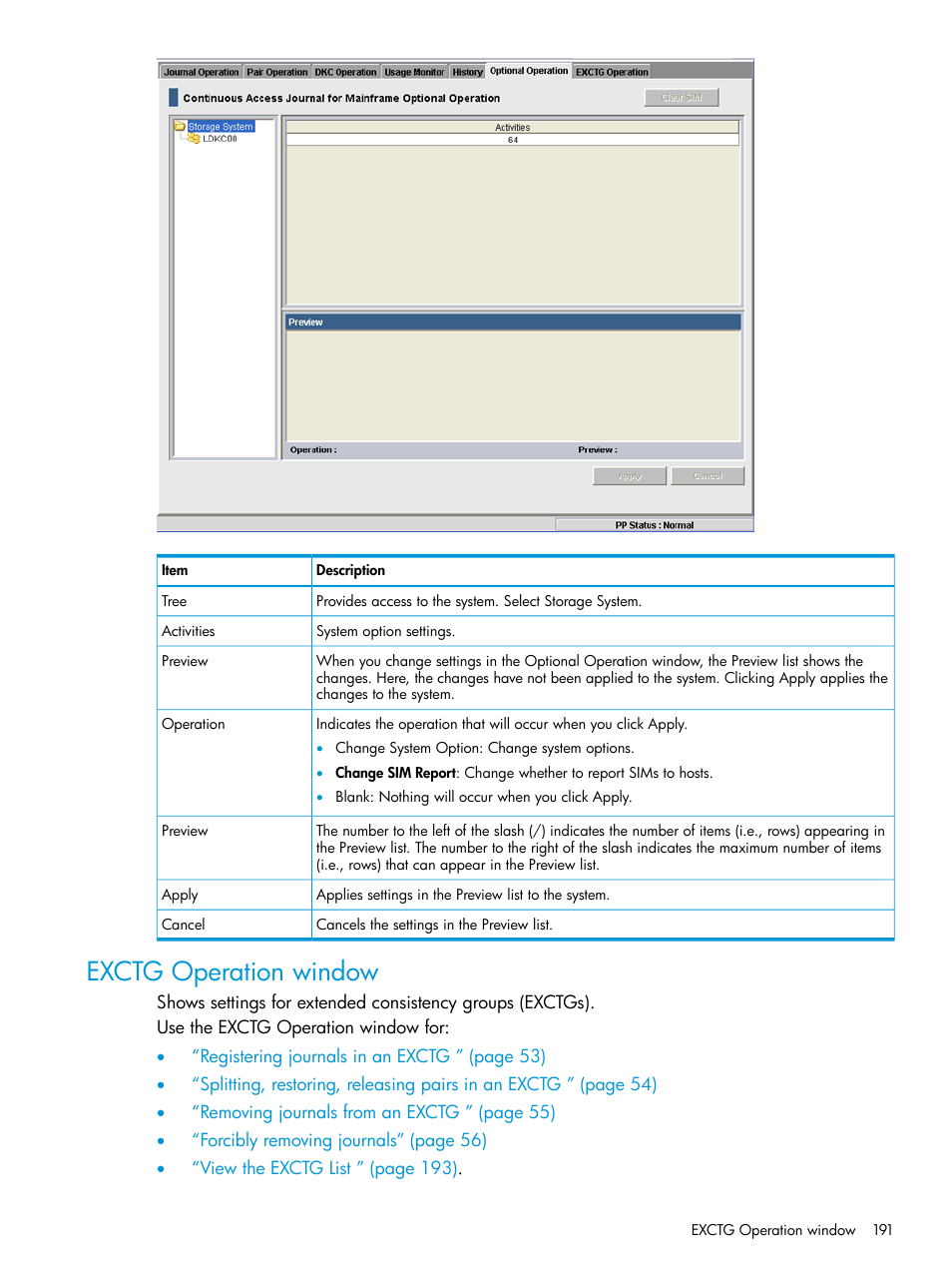 Exctg operation window | HP XP P9500 Storage User Manual | Page 191 / 201