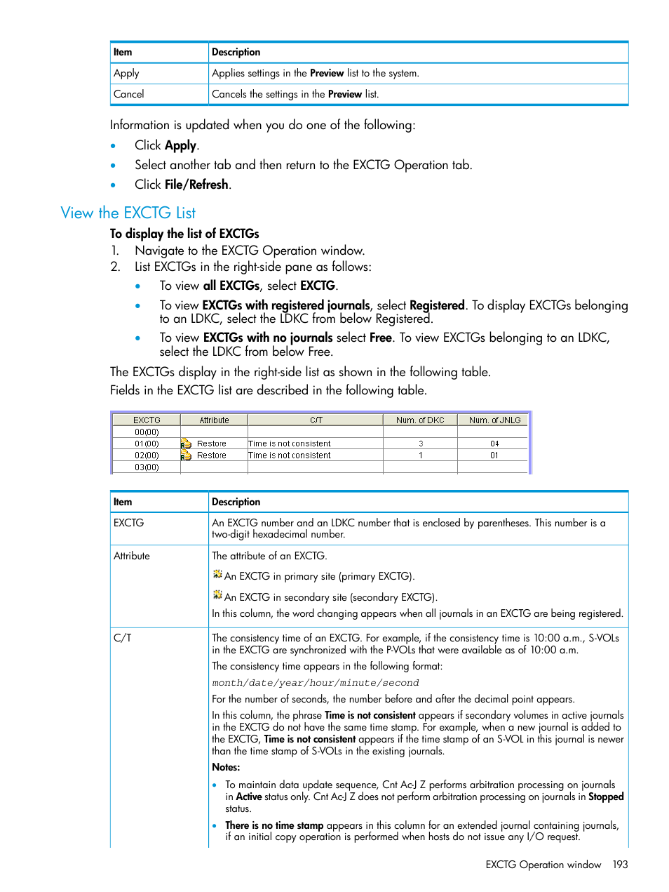 View the exctg list | HP XP P9500 Storage User Manual | Page 193 / 201