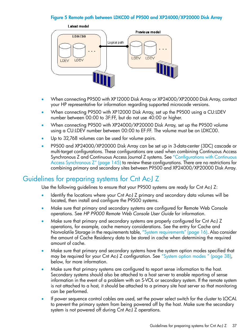 Guidelines for preparing systems for cnt ac-j z | HP XP P9500 Storage User Manual | Page 37 / 201