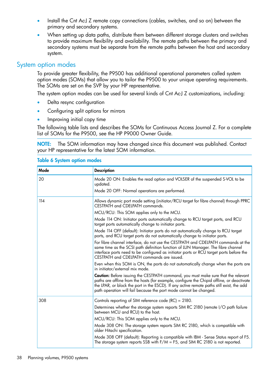 System option modes | HP XP P9500 Storage User Manual | Page 38 / 201