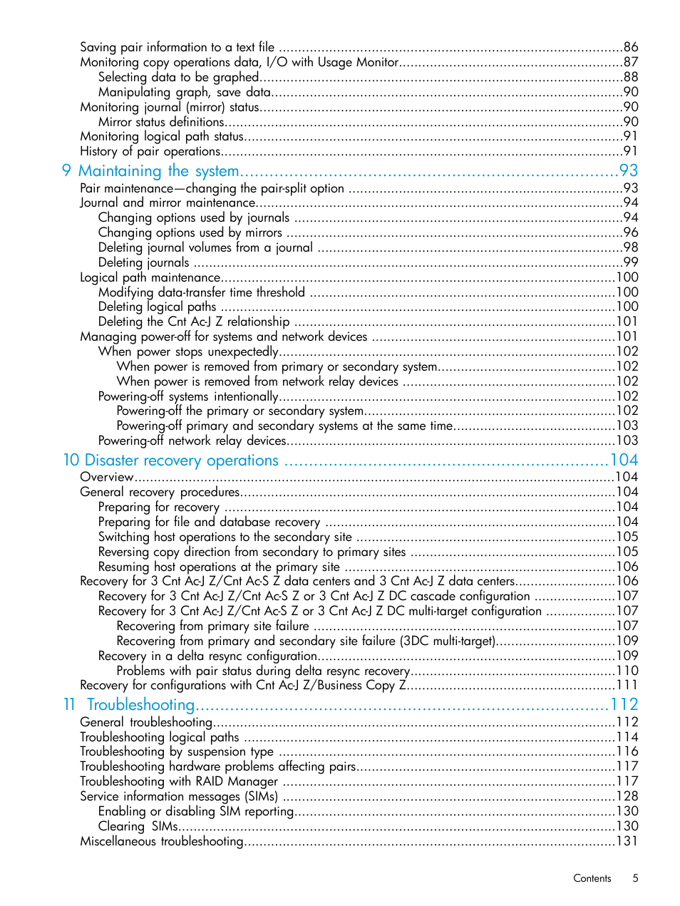 9 maintaining the system, 10 disaster recovery operations, 11 troubleshooting | HP XP P9500 Storage User Manual | Page 5 / 201