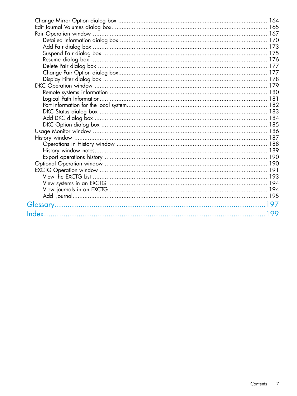 Glossary index | HP XP P9500 Storage User Manual | Page 7 / 201