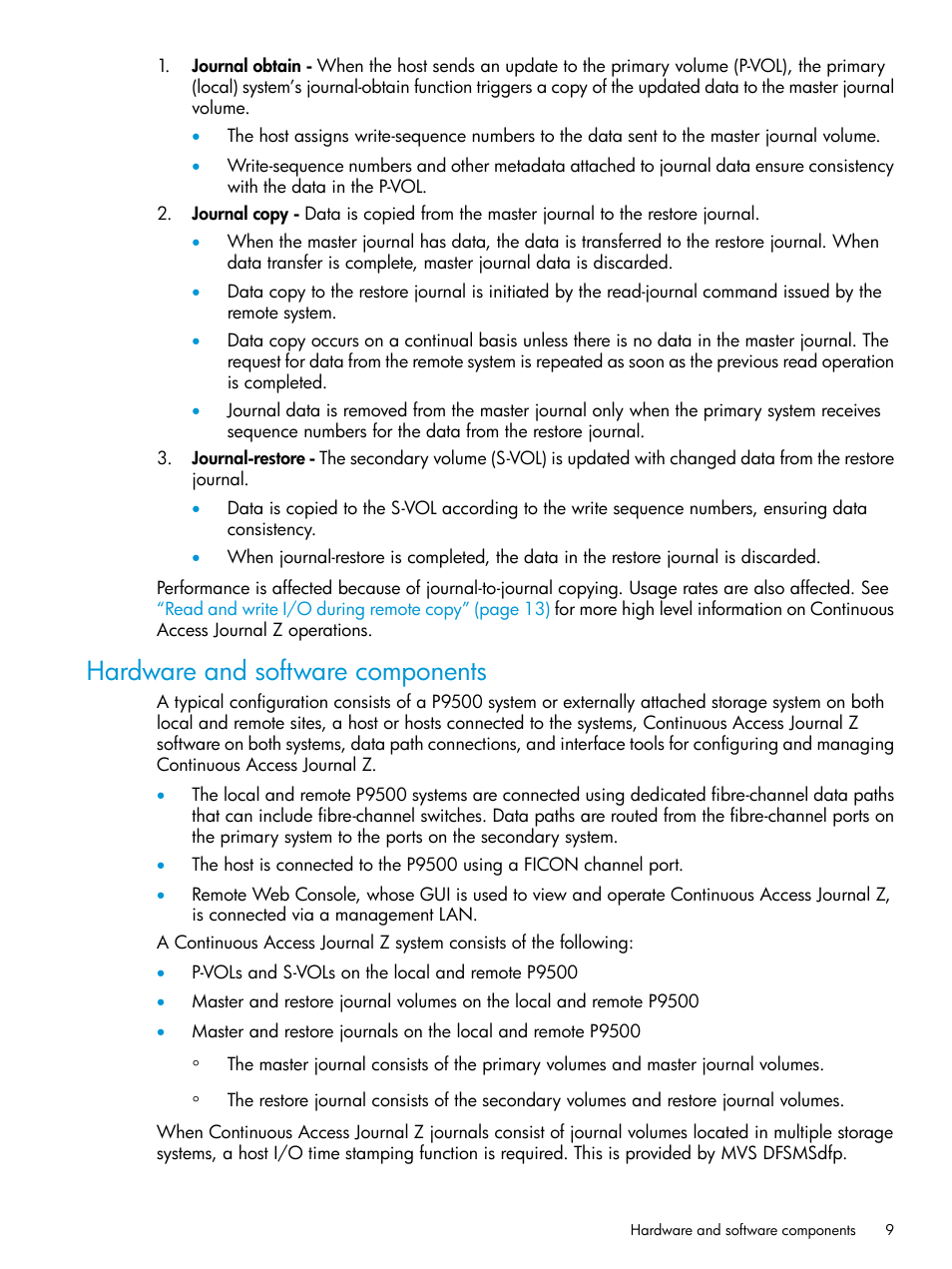 Hardware and software components | HP XP P9500 Storage User Manual | Page 9 / 201