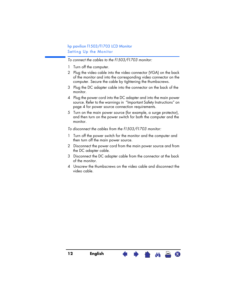 HP Pavilion f1503 15 inch Flat Panel Monitor User Manual | Page 12 / 56