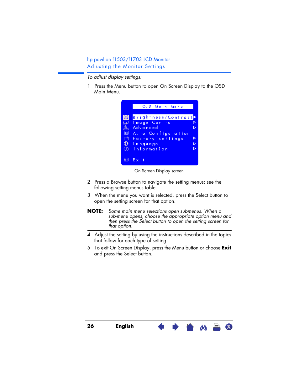 HP Pavilion f1503 15 inch Flat Panel Monitor User Manual | Page 26 / 56