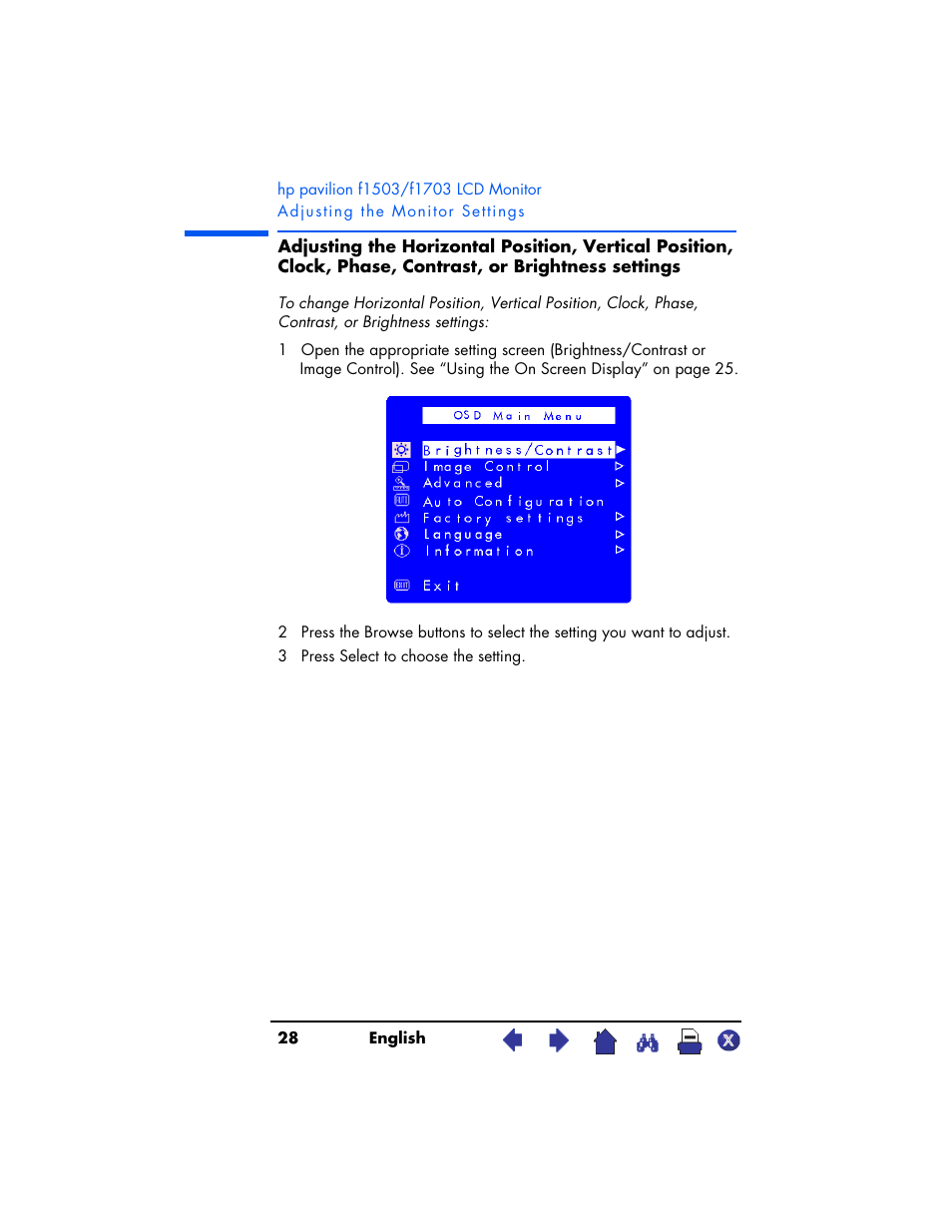 HP Pavilion f1503 15 inch Flat Panel Monitor User Manual | Page 28 / 56