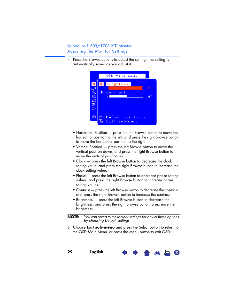 HP Pavilion f1503 15 inch Flat Panel Monitor User Manual | Page 29 / 56