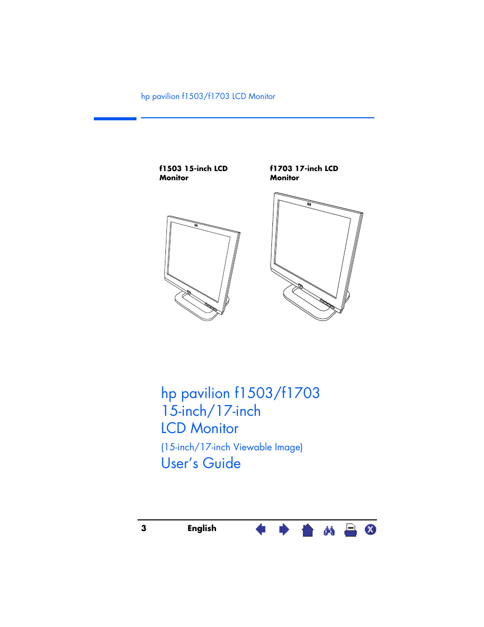 User’s guide | HP Pavilion f1503 15 inch Flat Panel Monitor User Manual | Page 3 / 56