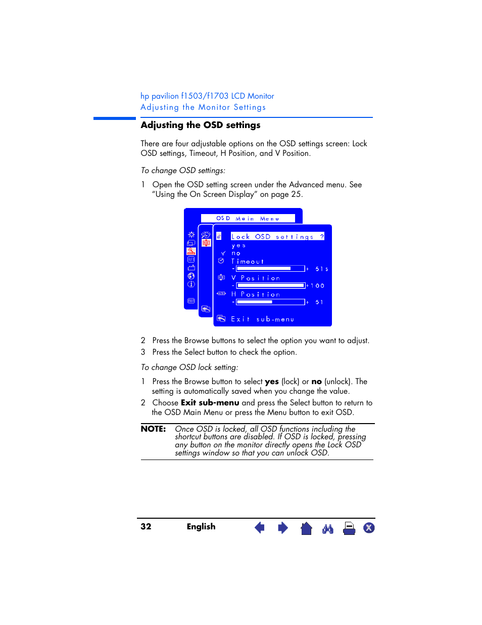 HP Pavilion f1503 15 inch Flat Panel Monitor User Manual | Page 32 / 56