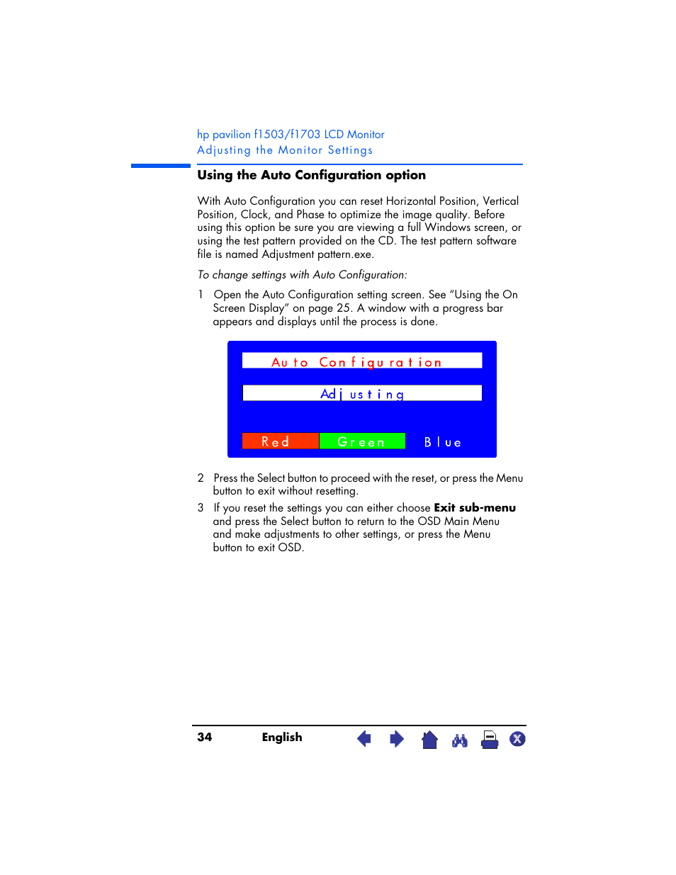 HP Pavilion f1503 15 inch Flat Panel Monitor User Manual | Page 34 / 56