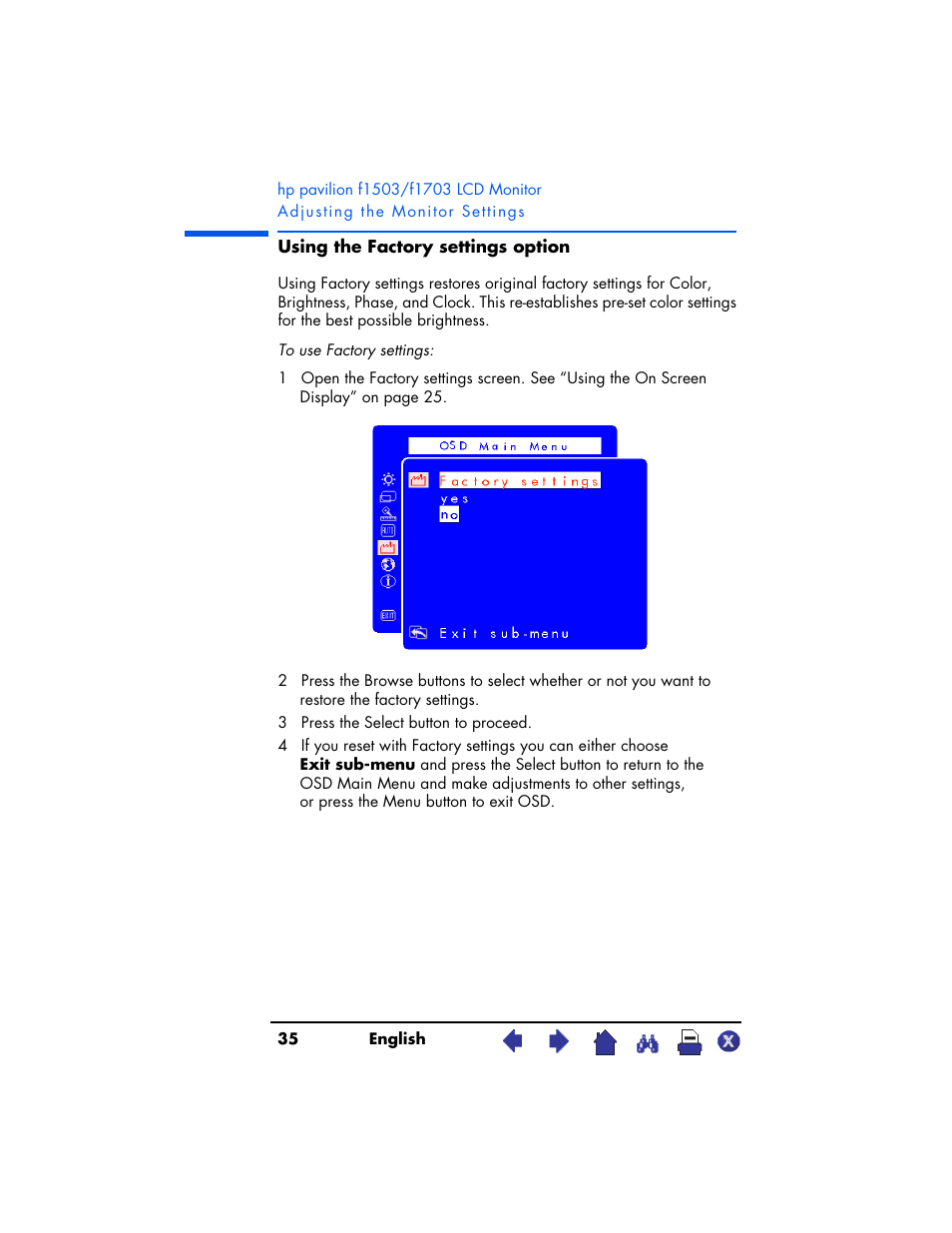 HP Pavilion f1503 15 inch Flat Panel Monitor User Manual | Page 35 / 56