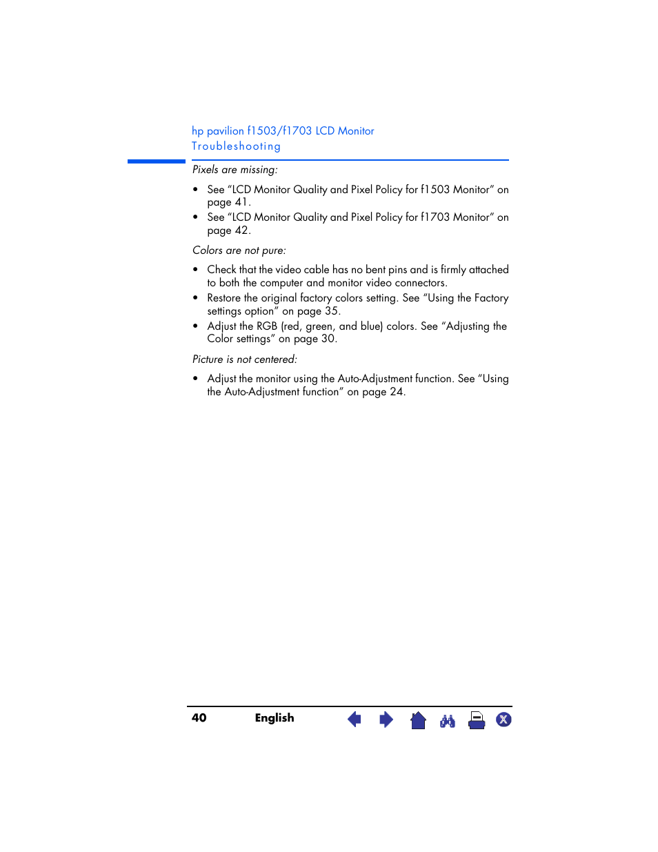 HP Pavilion f1503 15 inch Flat Panel Monitor User Manual | Page 40 / 56