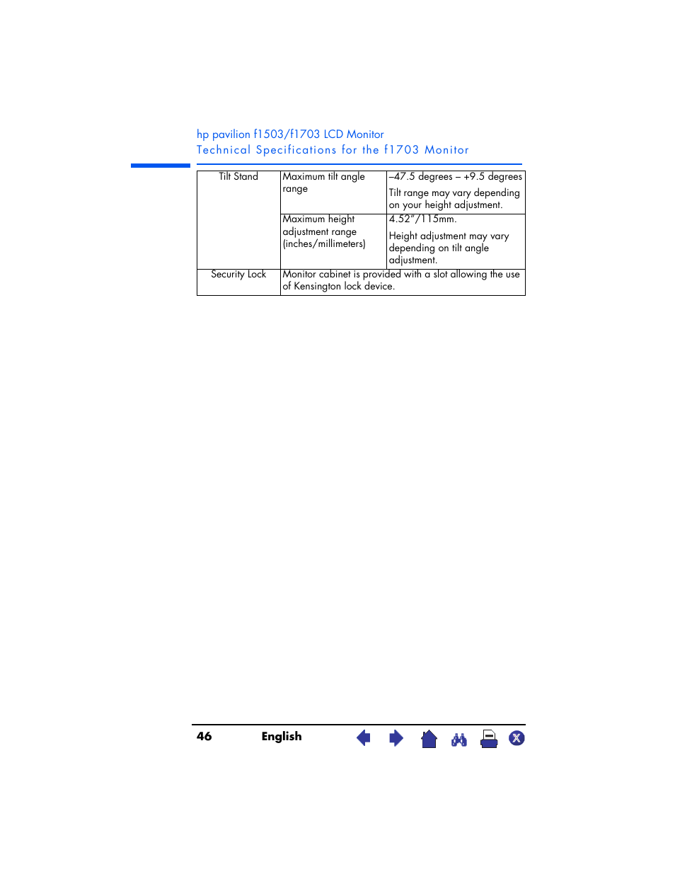 HP Pavilion f1503 15 inch Flat Panel Monitor User Manual | Page 46 / 56