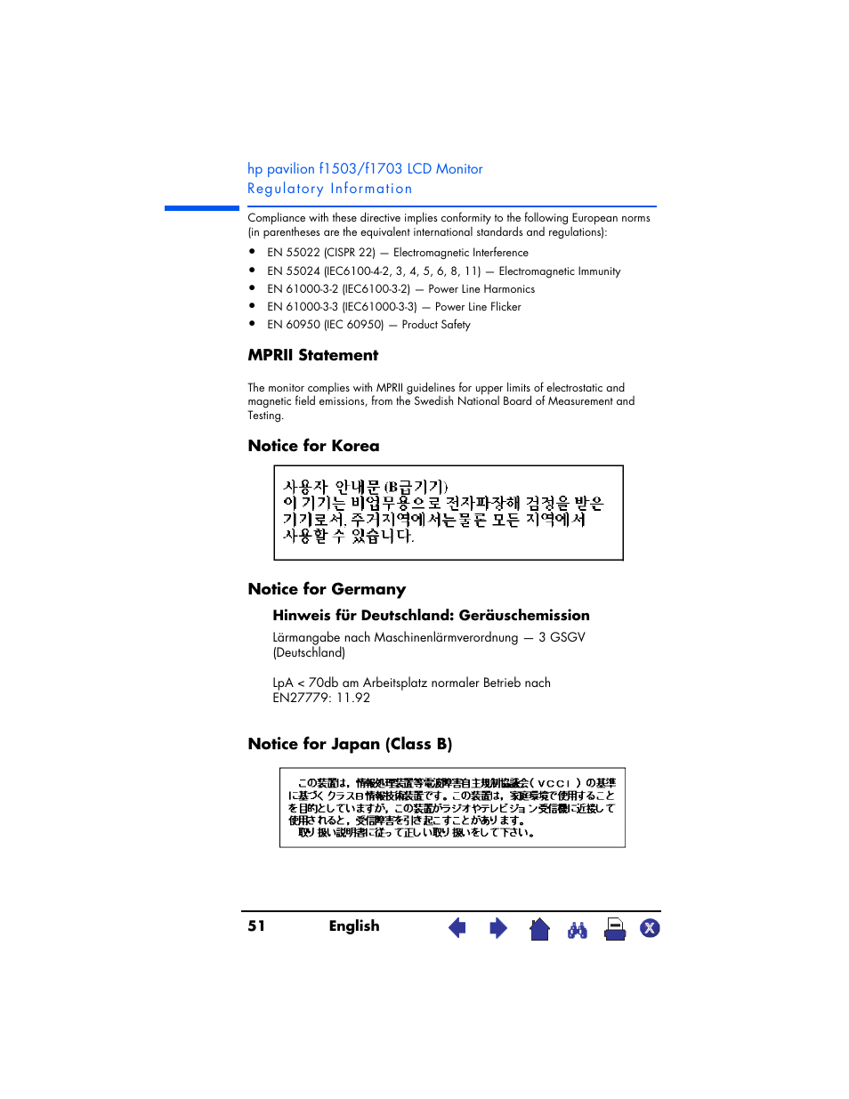 HP Pavilion f1503 15 inch Flat Panel Monitor User Manual | Page 51 / 56